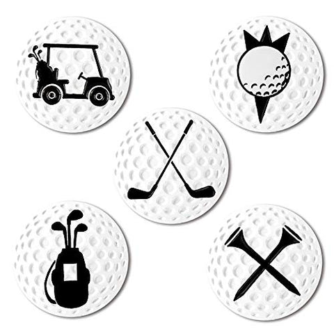 Image of Myartte Creative Golf Ball Marker Soft Enamel Golf Markers Fit with Golf Hat Clip Golf Divot Tool 24.4MM Assorted 5 Pcs (Golf Club)