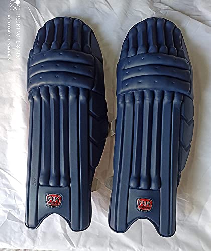 RK KAIME SPORTS Men's Leather Batting Leg Guard/Pad (Blue)