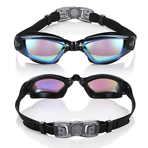 aegend swim goggles AEGEND Mirrored Swimming Goggles 2.0 No Leaking Anti Fog UV Protection Triathlon Swim Goggles Mirrored Coated with Free Protection Case for Adult Men Women Youth Kids Child, Black