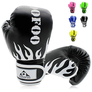 Boxing Gloves 8oz Punching Gloves for Youth Adults Traning Gloves for Punching Bag Kickboxing Sparring Muay Thai MMA Fight Gloves - Black