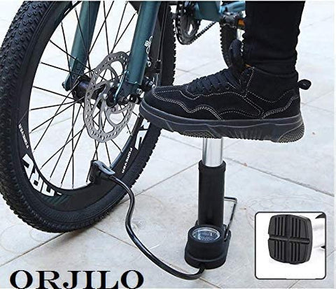 Image of ORJILO Portable Mini Bike Pump/Cycle Foot Pump Foot Activated with Pressure Gauge Floor Bicycle Bikes Pump & Cycle Pump Bicycle Tire Pump for Road