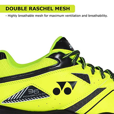 Image of YONEX SHB 36EX Men's Microfiber Non Marking Power Cushion Badminton Shoes, (Bright Yellow, 9 UK)