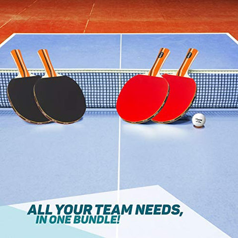 Image of Idoraz Ping Pong Paddles Set of 4 - Table Tennis Set - Ping Pong Paddle Set - Ping Pong Paddles and Balls