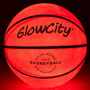GlowCity LED Light-Up Basketball – Size 6, 28.5-inch, Official Size Women’s Basketball, Good for Pre-Teens Too – Impact Activated Glow-in-The-Dark, Nylon Wound Durability, Batteries Included