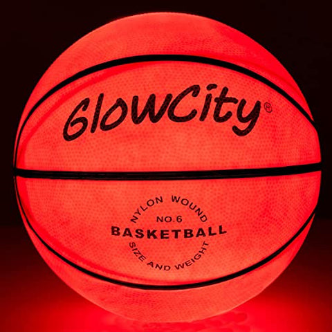 Image of GlowCity LED Light-Up Basketball – Size 6, 28.5-inch, Official Size Women’s Basketball, Good for Pre-Teens Too – Impact Activated Glow-in-The-Dark, Nylon Wound Durability, Batteries Included