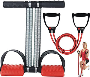 FITNESS INDIA™ Tummy Trimmer & Toning Tube (Combo of 2) Pull Reducer Body Toner Exerciser Home Gym Equipment Leg Hand Biceps - Multicolour