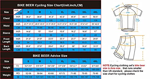 BIKE BEER Army Cycling Jersey Navy Cycling Jersey Set Men's Cycling kit, Blacke, X-Large