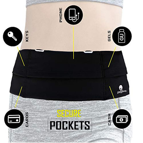 Image of Universal Running Belt for all Phone (iPhone 12/11/8/7/6/X/SE/XR/XS/Max/Plus/Pro, Samsung Galaxy S20/S10/S9/S8/Plus). Sports Waist Pack for Runners, Fitness, Exercise and Gym Workouts (Black)