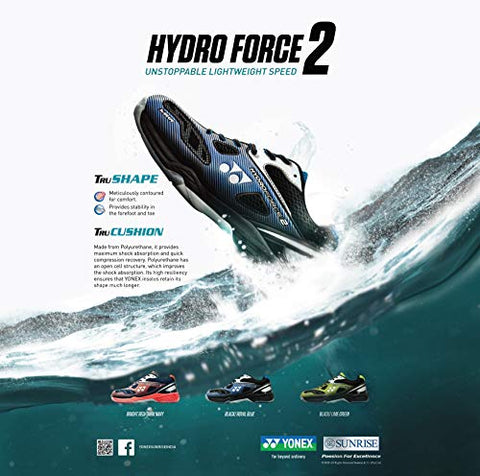 Image of YONEX Men's Hydro Force 2 Non Marking Gun Metal, Orange Badminton Court Shoes - 7 UK