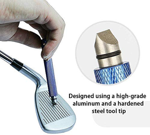 Image of MUZHI Golf Club Groove Sharpener (2 Pack) Re-Grooving Tool and Cleaner for Wedges & Irons - Generate Optimal Backspin - Suitable for U & V-Grooves