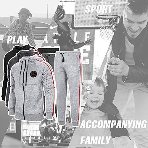 MANTORS Men's Hooded Athletic Tracksuit Full Zip Casual Jogging Gym Sweat Suits Darkgray-S