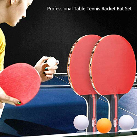 Image of Allnice Ping Pong Paddle Set with Balls, 2 Rackets and 3 Ping Pong Balls Table Tennis Set with Carry Case for Beginners, Professionals, Trainers and Amateurs, Indoor or Outdoor Play