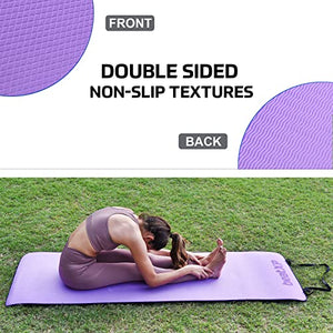 beatXP Purple Color Yoga Asan Mat (6mm) With Black Edges & Carry Strap, Non Slip Extra Thick, High Resilience Exercise Mat For Meditation, Pilates, Stretching, Floor & Gym Fitness Workouts Ideal For Men and Women