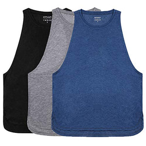 LIERKISS Athletic Women Tank Tops Loose Fit Activewear Workout Clothes Sports Racer Back Cotton Shirts（Small,Black+Gray+Blue）