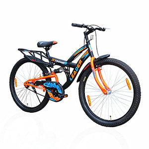Leader Xtreme MTB 26T IBC Mountain Bicycle/Bike Without Gear Single Speed with Rear Suspension for Men - Black/Fluro Orange Ideal for 10+ Years 18 Inches Steel Frame