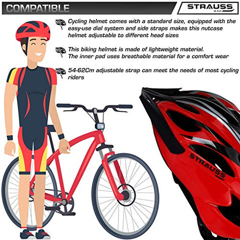Image of Strauss Cycling Helmet, (Black/Red) with Strauss Offroad Motorcycle/Bike Goggle, (Red)