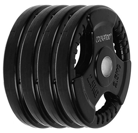 Image of Cockatoo Quad Rubber & Integrated Metal Grip Olympic Weight Plates; Rubber Weight; Rubber Plates; Home Gym (Regular-31 mm Hole Diameter, 1.25 Kg Each)