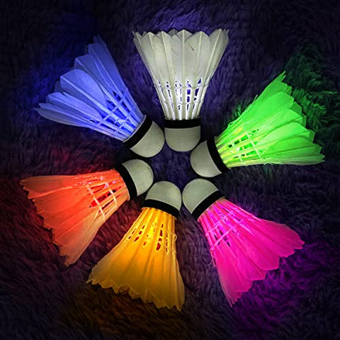 BLKWHT LED Badminton Shuttlecock Dark Night Glow Birdies Lighting For Outdoor & Indoor Sports Activities, 4-piece