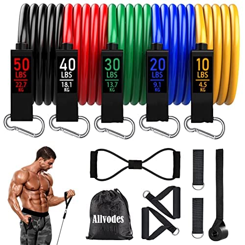 Resistance Bands, Resistance Band Set, Workout Bands, Exercise Bands for Men and Women, Exercise Bands with Door Anchor, Handles, Legs Ankle Straps for Muscle Training, Physical Therapy, Shape Body