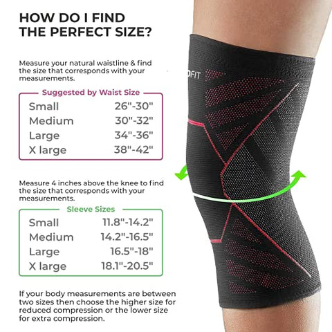Image of Boldfit Knee Support Cap Brace/Sleeves Pair For Sports, Gym, Pain Relief, Knee Compression Support, Exercise, Running, Cycling, Workout, Knee Cap Guard Brace Knee Support For Men And Women (1 Pair) (Small)