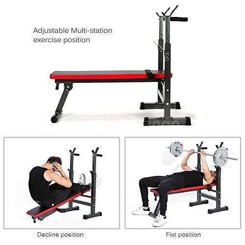 KOBO ADJUSTABLE HOME GYM WEIGHT BENCH PRESS EXERCISE EQUIPMENT SEAT SQUAT STAND DIP