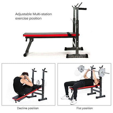 Image of KOBO ADJUSTABLE HOME GYM WEIGHT BENCH PRESS EXERCISE EQUIPMENT SEAT SQUAT STAND DIP