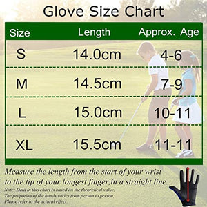 FINGER TEN Golf Gloves Kids Boys Girls Left Hand Right Value 2 Pack, Youth Junior Lh Rh Handed Golfer Glove Color White Red Blue, Fit 3-12 Years (X-Large Red, Left)