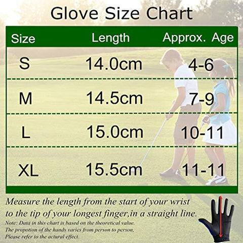 Image of FINGER TEN Golf Gloves Kids Boys Girls Left Hand Right Value 2 Pack, Youth Junior Lh Rh Handed Golfer Glove Color White Red Blue, Fit 3-12 Years (X-Large Red, Left)