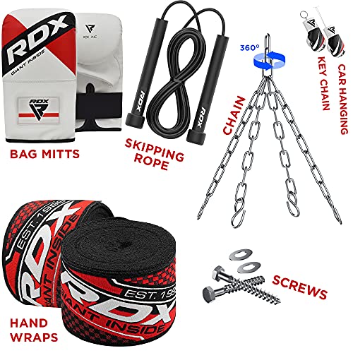 RDX Punch Bag for Boxing Training | Filled Heavy Bag Set with Punching Gloves, Chain, Wall Bracket | Great for Grappling, MMA, Kickboxing, Muay Thai, Karate, BJJ & Taekwondo | 17 pcs Comes in 4FT/5FT