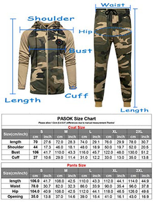 PASOK Men's Casual Tracksuit Set Long Sleeve Full-Zip Running Jogging Athletic Sweat Suits, Khaki, Small