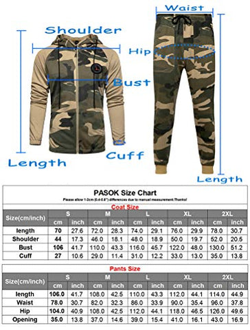 Image of PASOK Men's Casual Tracksuit Set Long Sleeve Full-Zip Running Jogging Athletic Sweat Suits, Khaki, Small