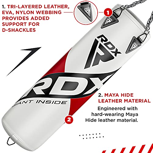 RDX Punch Bag for Boxing Training | Filled Heavy Bag Set with Punching Gloves, Chain, Ceiling Hook | Great for Grappling, MMA, Kickboxing, Muay Thai, Karate, BJJ & Taekwondo | 13 pcs Comes in 4FT/5FT