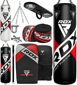 RDX Punching Bag Filled Set Kick Boxing MMA Heavy Muay Thai Training Gloves Punching Mitts Ceiling Hook Hanging Chain Anchor Martial Arts 4FT 5FT