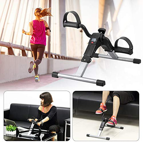 Image of AGM Folding Pedal Mini Portable Arm Leg Under Desk Bike, Foot, Hand Cycle, Peddler Exercise Machine for Elderly Men Women