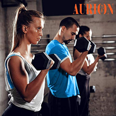 Image of AURION Rubber Hexa Hex Dumbbells (Pair) 4 KGX 2 Weight Set Solid Dumbbell and Barbell