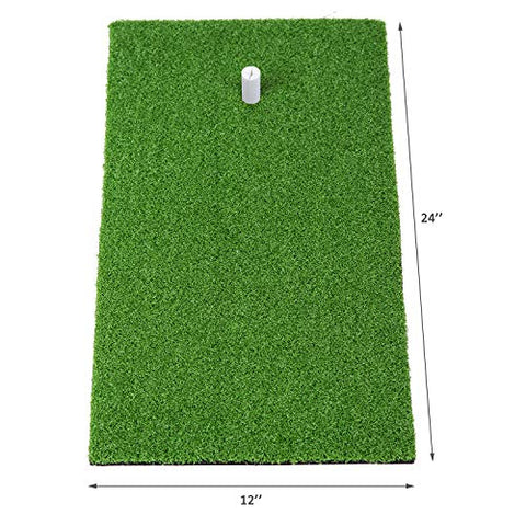 Image of SKY INNOVATIONS Hitting Grass Golf Mat with Removable Rubber Tee Holder for Home Backyard Garage Outdoor Practice (12 x 24-Inches)