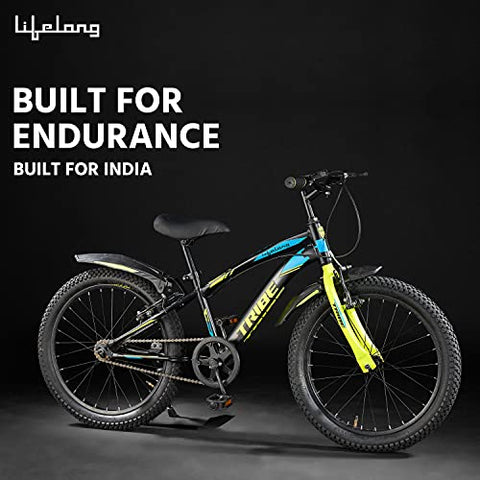 Image of Lifelong LLBC2001 Tribe 20T Cycle (Yellow and Black) I Ideal for: Kids (5-8 Years) I Frame Size: 12" | Ideal Height : 3 ft 10 inch+ I Unisex Cycle| 85% Assembled (Easy self-Assembly)