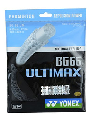 YONEX Ultimax BG 66 High-Polymer Nylon Badminton Strings (Black, 0.65mm)