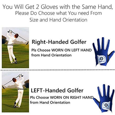 Image of FINGER TEN Golf Gloves Kids Boys Girls Left Hand Right Value 2 Pack, Youth Junior Lh Rh Handed Golfer Glove Color White Red Blue, Fit 3-12 Years (X-Large Red, Left)