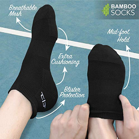 Image of Heelium Bamboo Women's Ankle Socks for Running Sports & Gym, Black, Anti Odour Breathable Durable Anti Blister Free Size (Shoe Size UK3 - UK7), Combo Pack of 3 Pairs