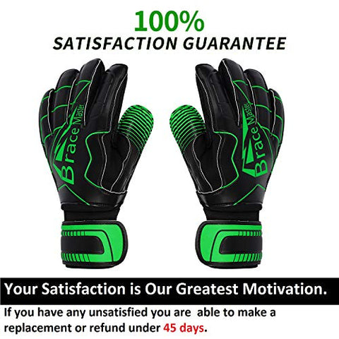 Image of Goalie Gloves with Fingersaves, Black 3+3MM Latex Soccer Gloves Goalkeeper Glove for Youth Kids Adult(Black-Green 10)