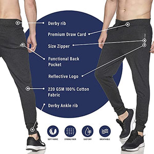 BLUE TYGA Men's Regular Fit Track pants(JE0001 GREY MELANGE XL_Grey Melange_X-Large)