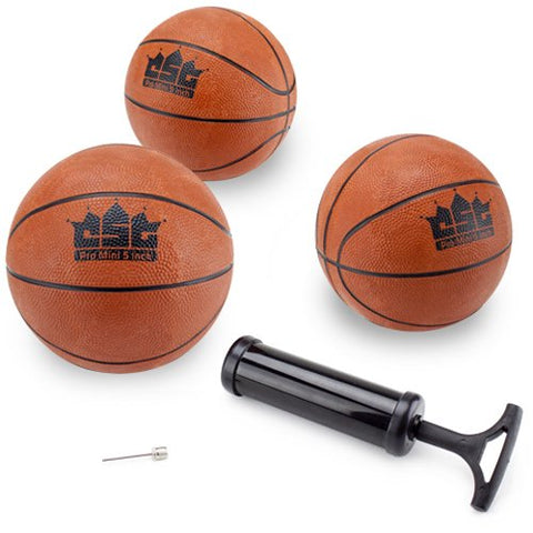 Image of Crown Sporting Goods Mini Basketball with Needle and Inflation Pump (Set of 3), 5-Inch