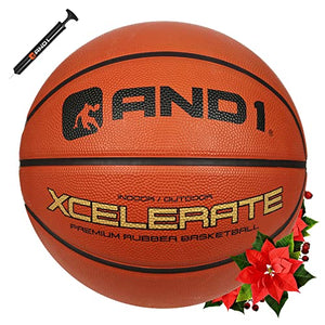 AND1 Xcelerate Rubber Basketball (Deflated w/Pump Included): Official Regulation Size 7 (29.5‚) Streetball, Made for Indoor/Outdoor Basketball Games, Orange Classic