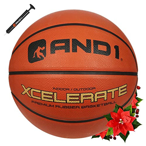 Image of AND1 Xcelerate Rubber Basketball (Deflated w/Pump Included): Official Regulation Size 7 (29.5‚) Streetball, Made for Indoor/Outdoor Basketball Games, Orange Classic