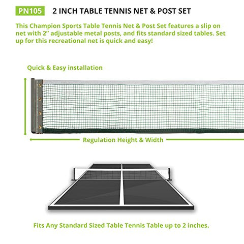Image of Champion Sports Table Tennis Net & Post Set, 2"