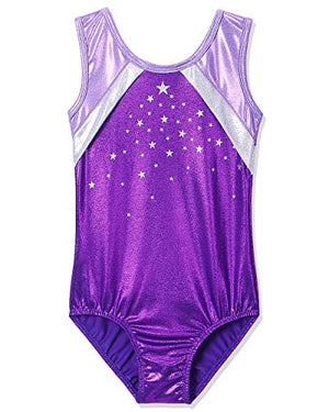 BAOHULU Gymnastics Leotards Little Girls Shiny Black Blue One-Piece Dance Outfit Athletic Bodysuit (Purple, 7-8 Years)