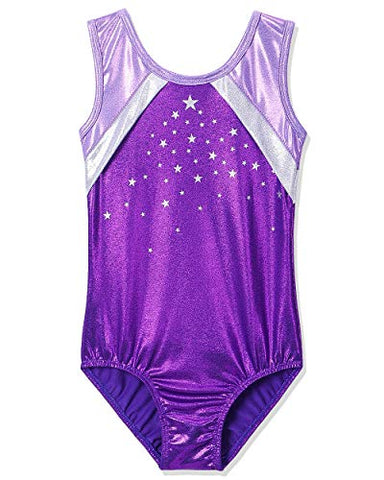 Image of BAOHULU Gymnastics Leotards Little Girls Shiny Black Blue One-Piece Dance Outfit Athletic Bodysuit (Purple, 7-8 Years)
