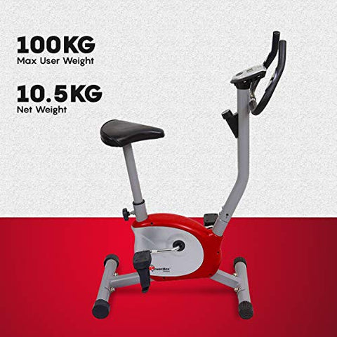 Image of PowerMax Fitness BU-200 Exercise Bike - Red & Silver