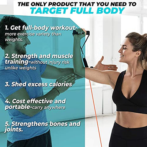 Image of Fit Mammal Resistance Band Set- Warranty for Life- Resistance Bands for Workout for Men & Women- Heavy Resistance Tube & Stretch Band for Exercise- 50+ Exercise Bands E-Book